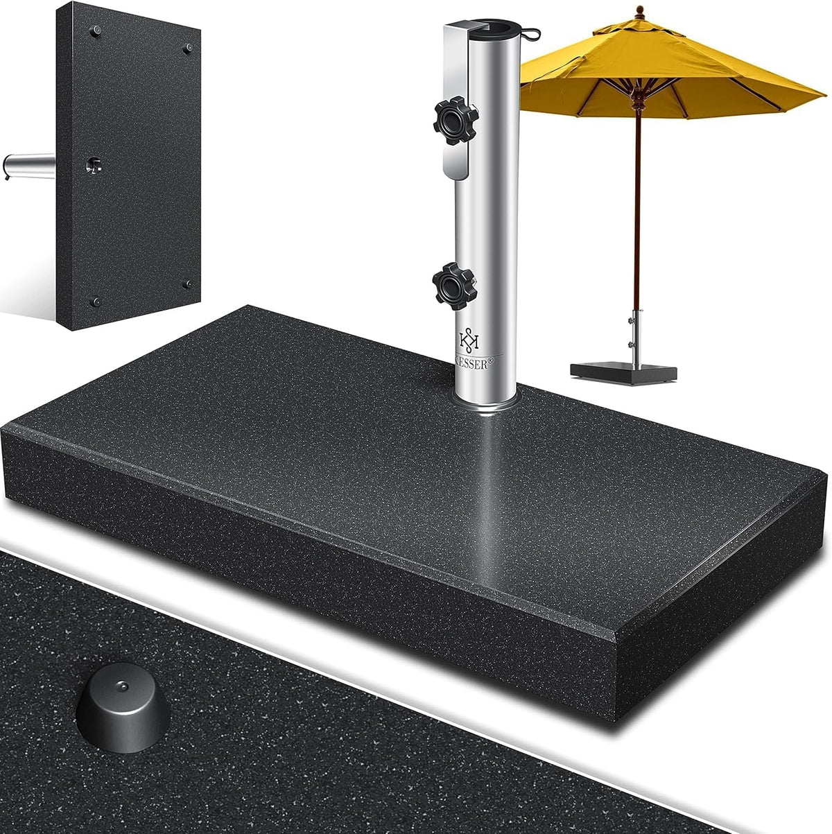 KESSER® Parasolvoet op wielen - Graniet 30kg - Ø16mm-Ø48mm - Antraciet