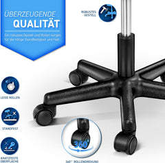 Zadelkruk - Kruk op wielen - Rolkruk - Draaikruk - Zwart - TRESKO