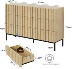 Commode - Dressoir - Ladekast - 73,4x34,5x100 cm - Bruin - UEV