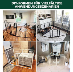 FXW Homeplus puppyuitloop voor binnen, 60 cm, 8-delig, half open, eenvoudige montage, drempelloze poort, uitbreidbaar, voor puppy's en kleine honden