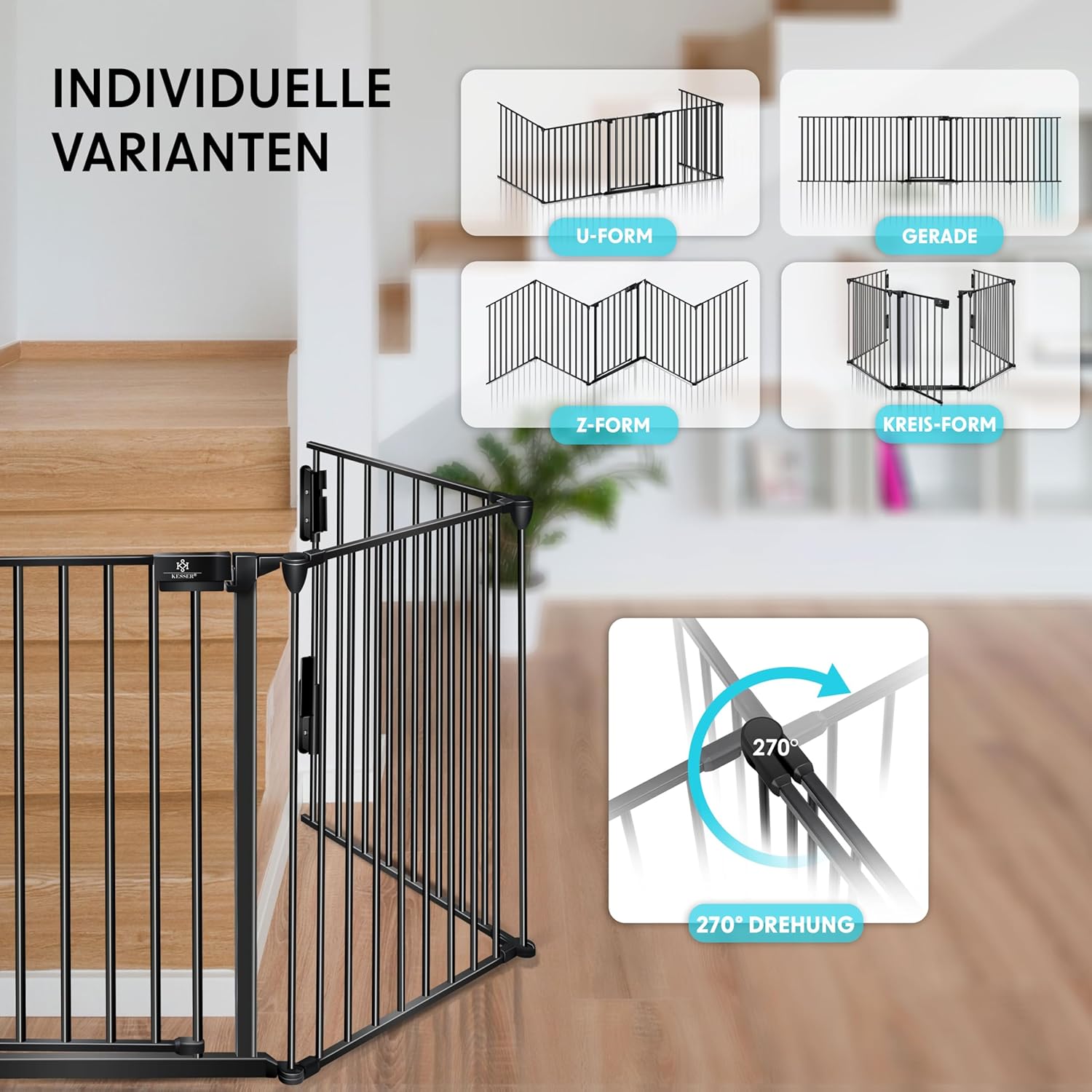 KIDUKU® Traphekje - Veiligheidshekje - 540cm - Zwart