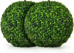 COSTWAY Buxusballen, 2 stuks, 40 cm, buxusbal, uv-bestendig, vormgesneden, kunstplant, decoratieve plant, boekbal, kunstplant, decoratieve bolplanten voor huis, tuin, bruiloft, donkergroen