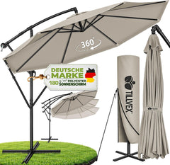 Zweefparasol - Tuinparasol - Parasol 300 cm - Met voet - Met Parasolhoes - Taupe - Tillvex