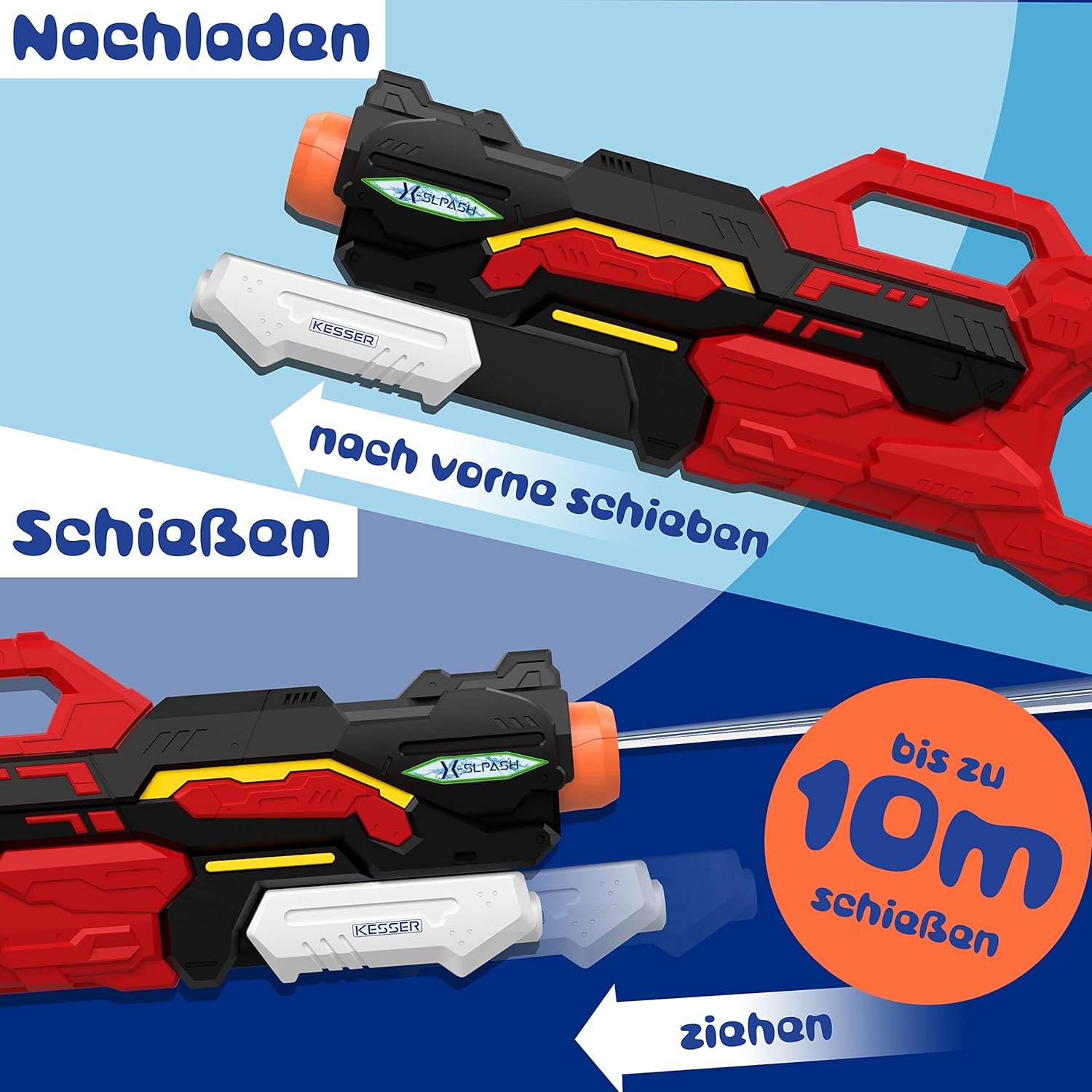 KESSER® Waterpistool - Set van 2 - Bereik 10-11 meter - Rood