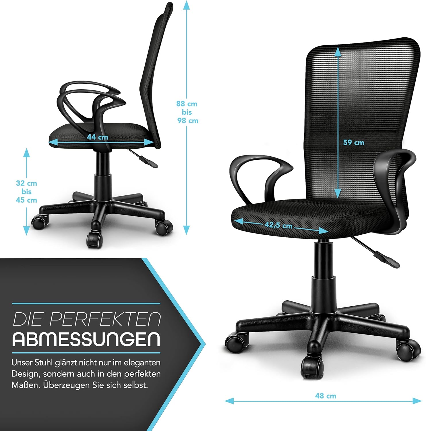 TRESKO Ergonomische Bureaustoel - Verstelbaar - Zwart