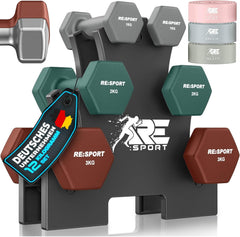 Dumbells set - Gewichten set - Halterset - Verstelbaar - 12 kg - Zwart - RE:SPORT