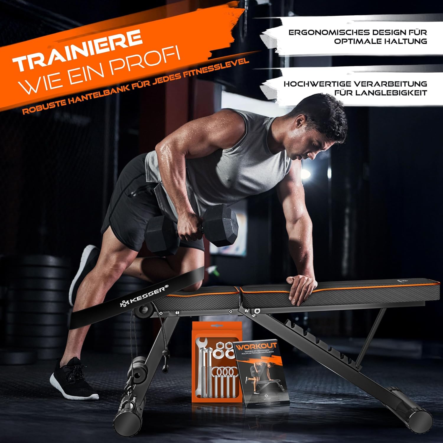 KESSER® Halterbank - Fitnessbank - Trainingsbank - Zwart