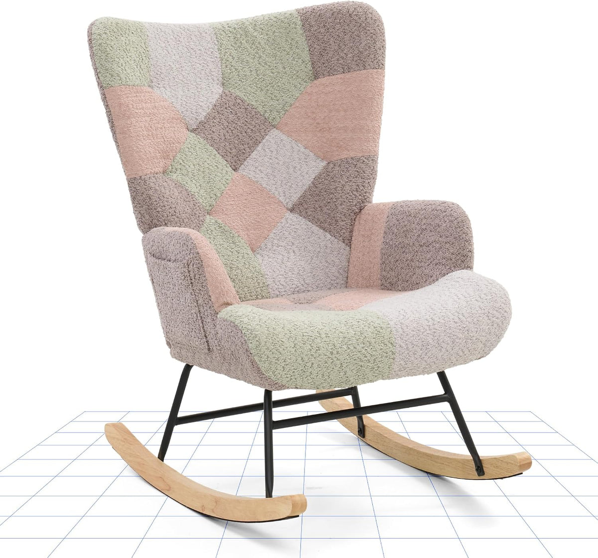 Schommelstoel - Fauteuil met armleuning - Relaxfauteuil - Relaxstoel - Roze/Bruin - FLEXISPOT
