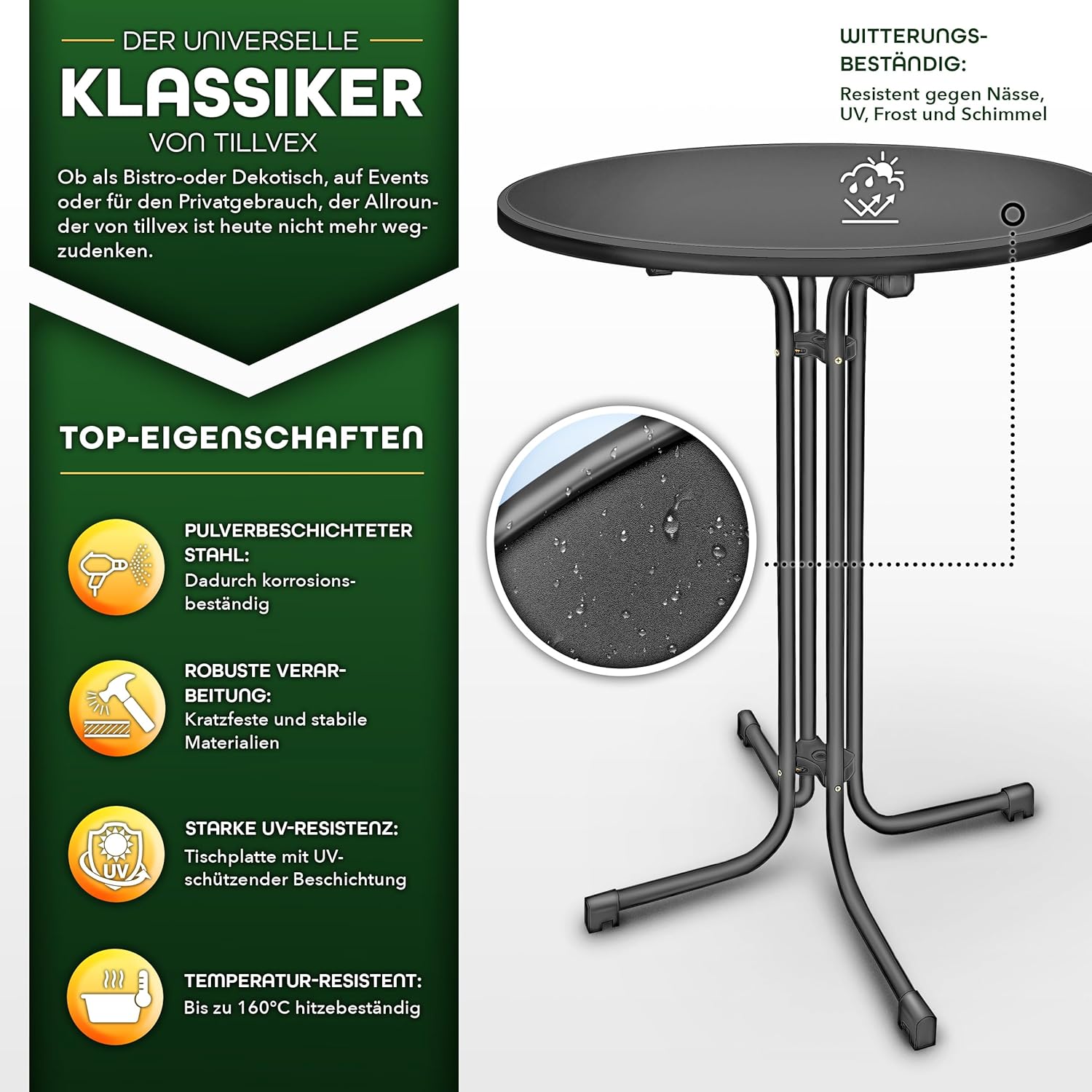 Statafel - Bartafel - Statafelrok - Partytafel - 60 cm - Antraciet - Tillvex®