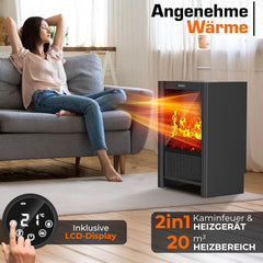 Sfeerhaard elektrisch - Elektrische haard - Met verwarming - 2000W - Zwart - TRESKO