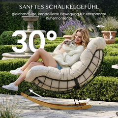 Schommelstoel - Fauteuil met armleuning - Relaxfauteuil - Relaxstoel - Beige - FLEXISPOT