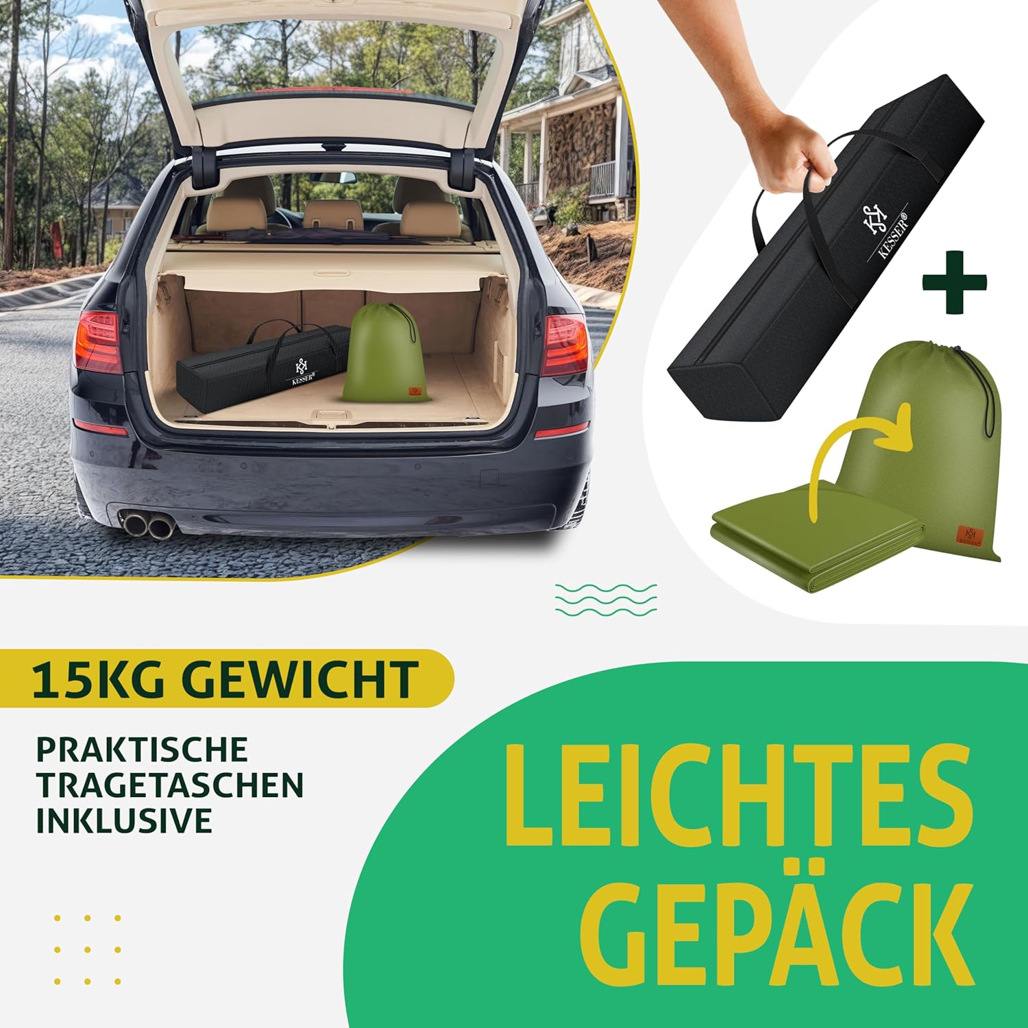KESSER® XXL Hangmat 2 personen - Tot 200kg - Metalen Frame - Khaki