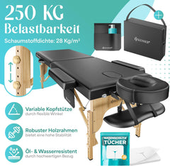 KESSER® Massagetafel inklapbaar - Tot 250kg - Verstelbaar - Zwart