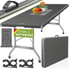 Inklapbare tafel - Klaptafel - Vouwtafel - 220x70 cm - Grijs - Tillvex