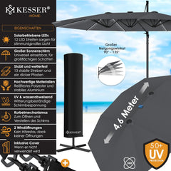 KESSER® Parasol - 4,6mx2,7m - Zweefparasol - Draaibaar - Antraciet