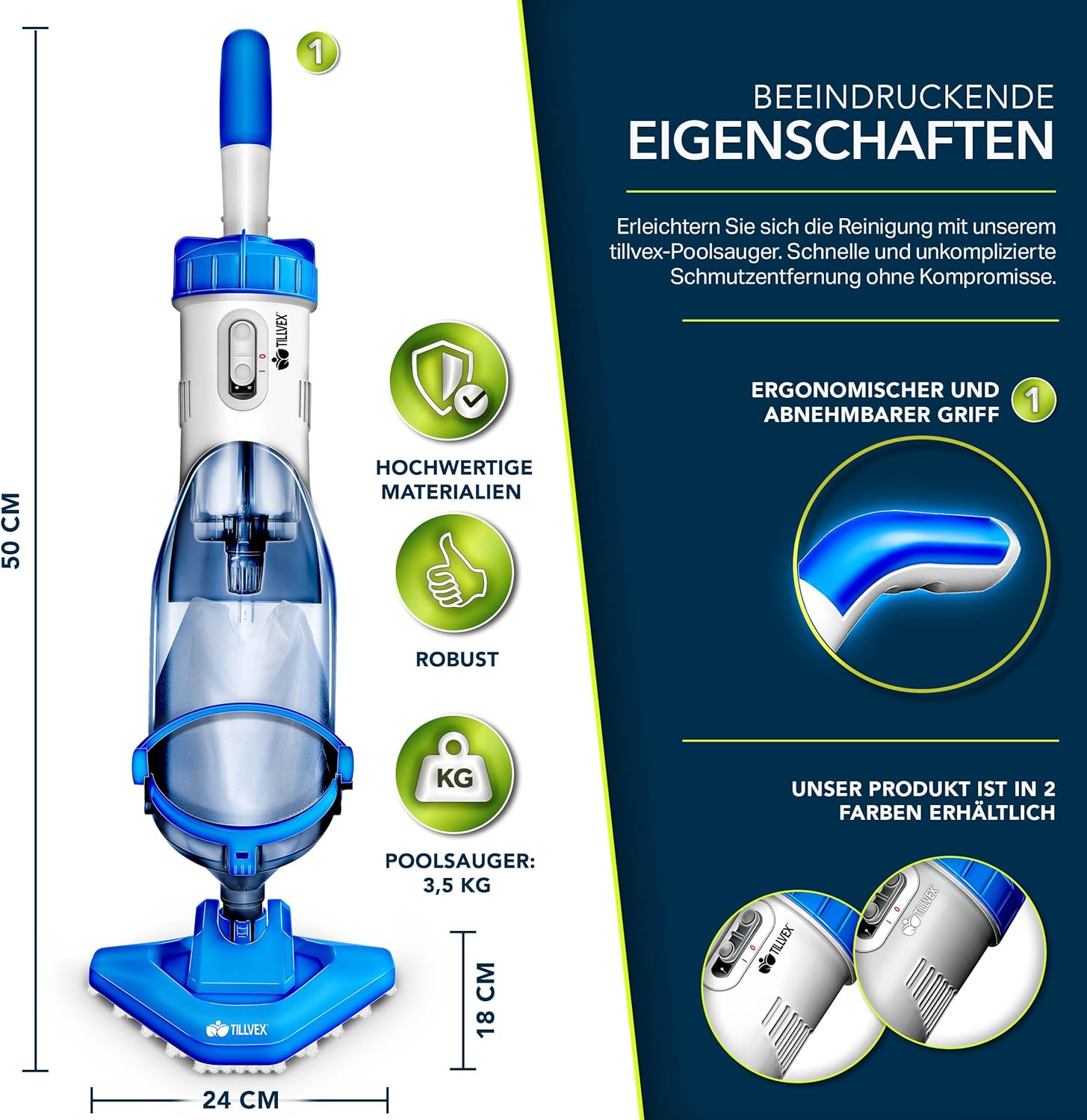 Zwembad stofzuiger - Zwembadstofzuiger - Zwembadreiniger - Blauw - Tillvex®