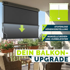 Klemluifel - Balkon luifel - Verticale luifel - 200x250 cm - Antraciet - Tillvex®