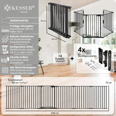 KIDUKU® Traphekje - Veiligheidshekje - 540cm - Zwart