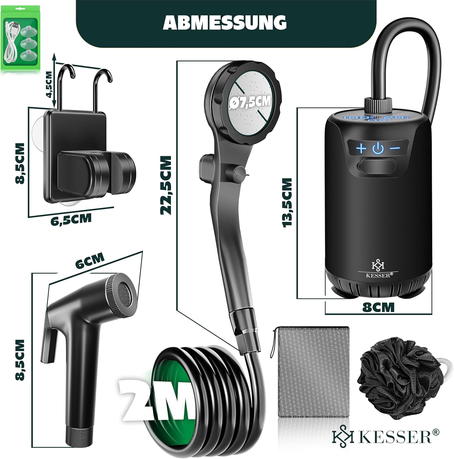 KESSER® Campingdouche - Tuindouche - Mobiele douche - Zwart