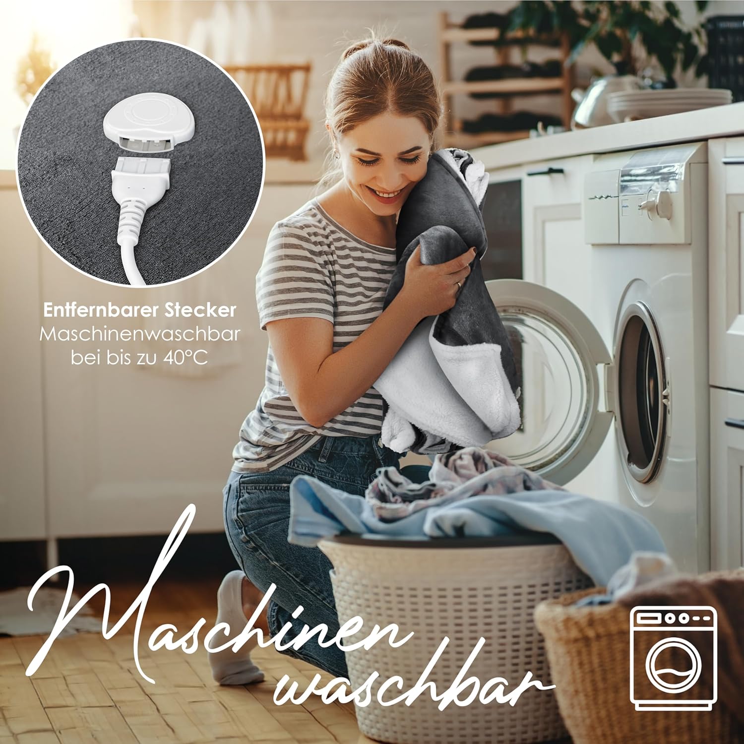 KESSER® Elektrische deken met automatische uitschakeling, 160 x 120 cm, dubbelzijdig elektrische warmtedeken, knuffeldeken, bed, bank, 9 temperatuurniveaus, wasbaar tot 40 °C, met timer, digitaal
