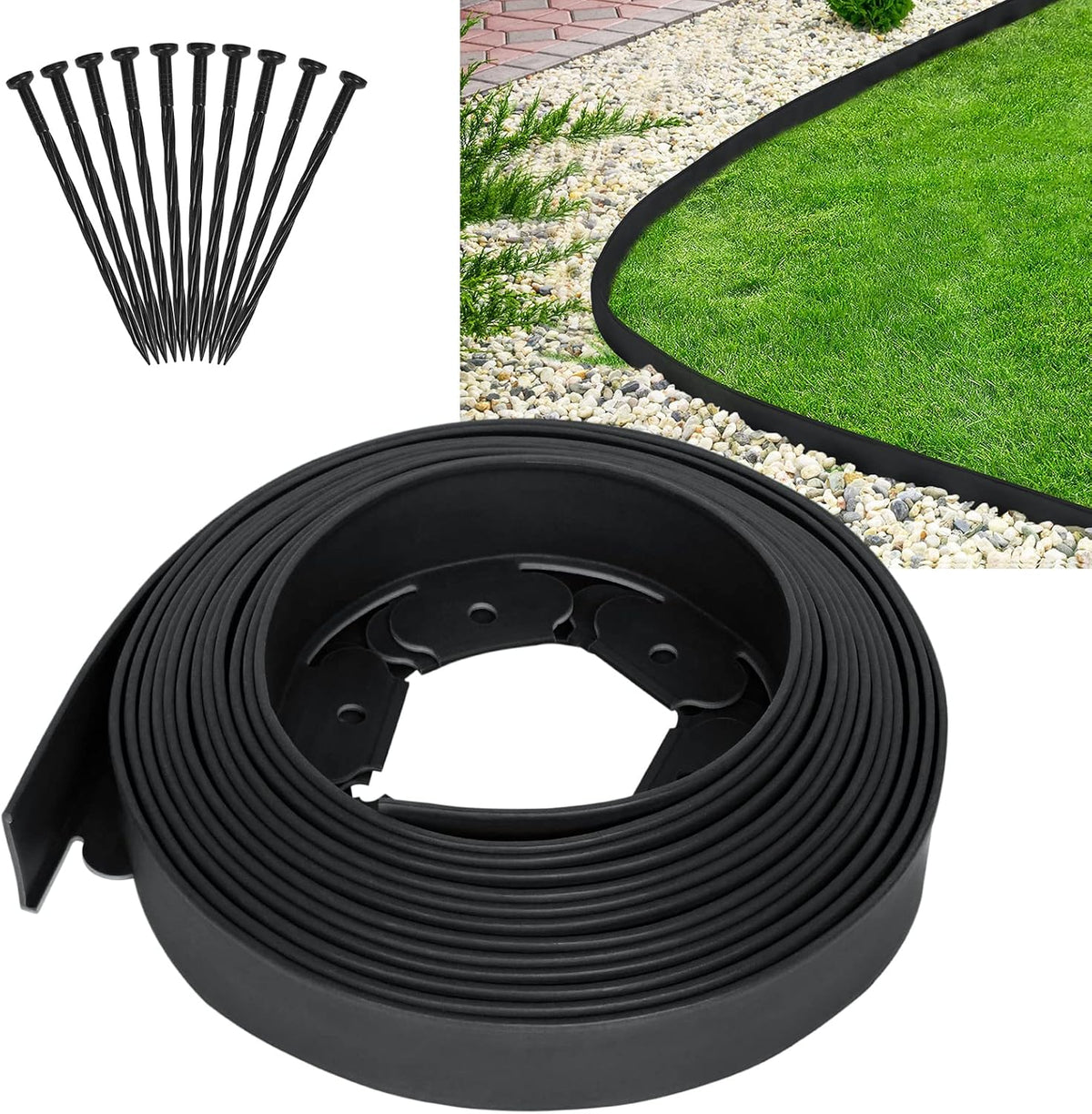 Borderrand - Gazonrand - Tuinrand - 10m - Zwart - LILIIN