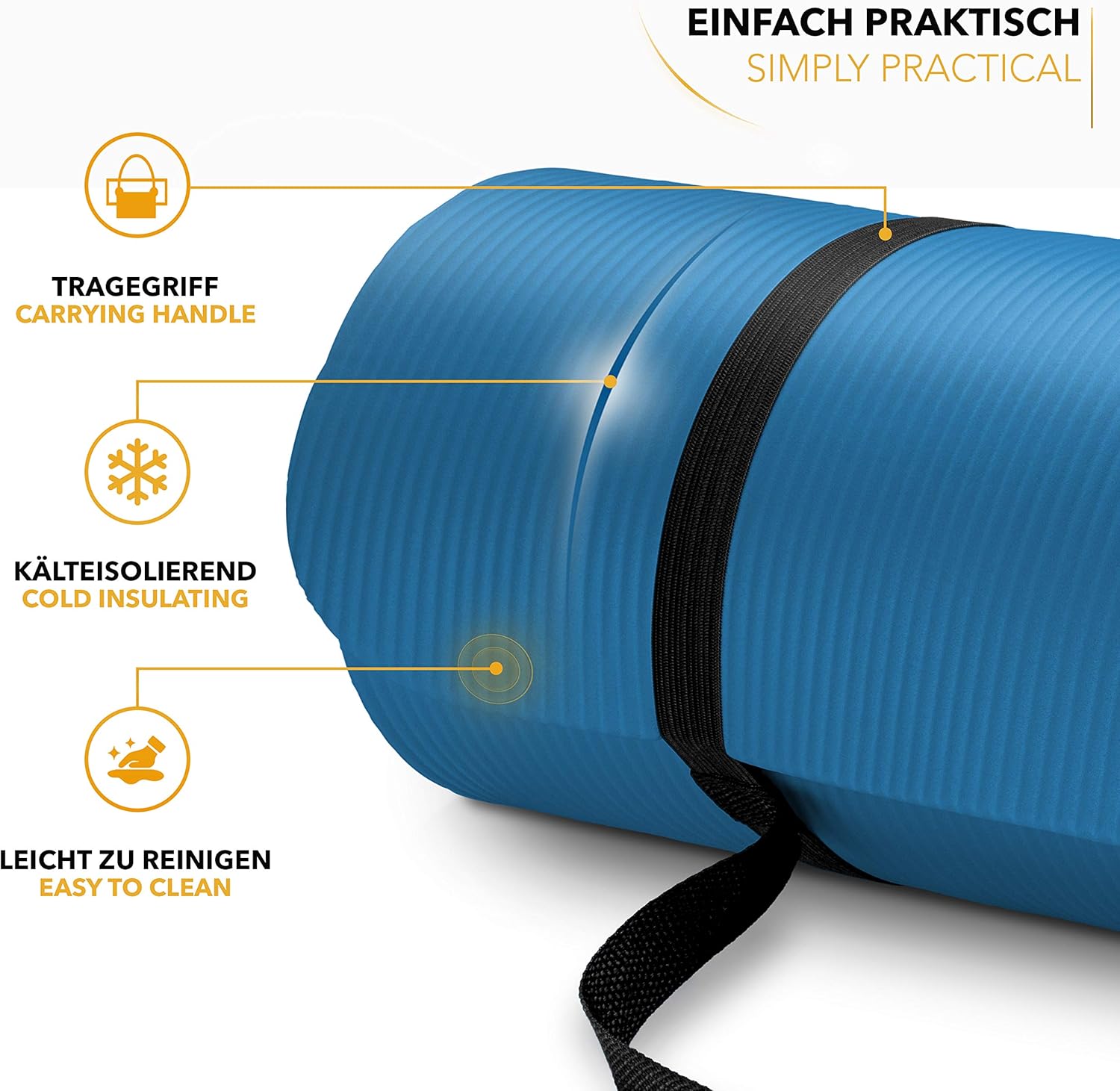 Yoga mat - Fitness mat - Sport mat - Anti slip - Extra dik - Blauw