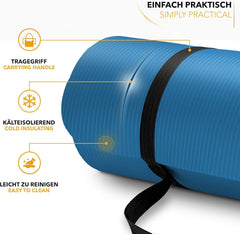 Yogamat - Fitness mat - Sportmat - Yoga mat extra dik - Blauw - TRESKO
