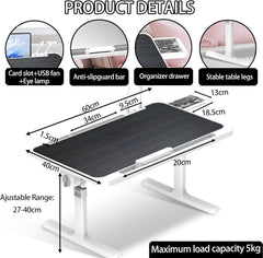 Laptoptafel - Bijzettafel - Verstelbaar - 60x40 cm - Wit/Zwart - ST