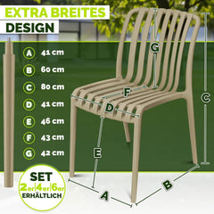 tillvex® Tuinstoelen, 2-delige set, stapelbaar, weerbestendig, tot 120 kg belastbaar, tuinstoelen, outdoor, terrasstoel, tuinmeubelen, balkon, tuin, terras