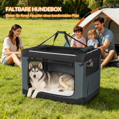 Hondenbox, opvouwbaar, met 3 deuren, 91,4 x 63,5 x 63,5 cm, grijs