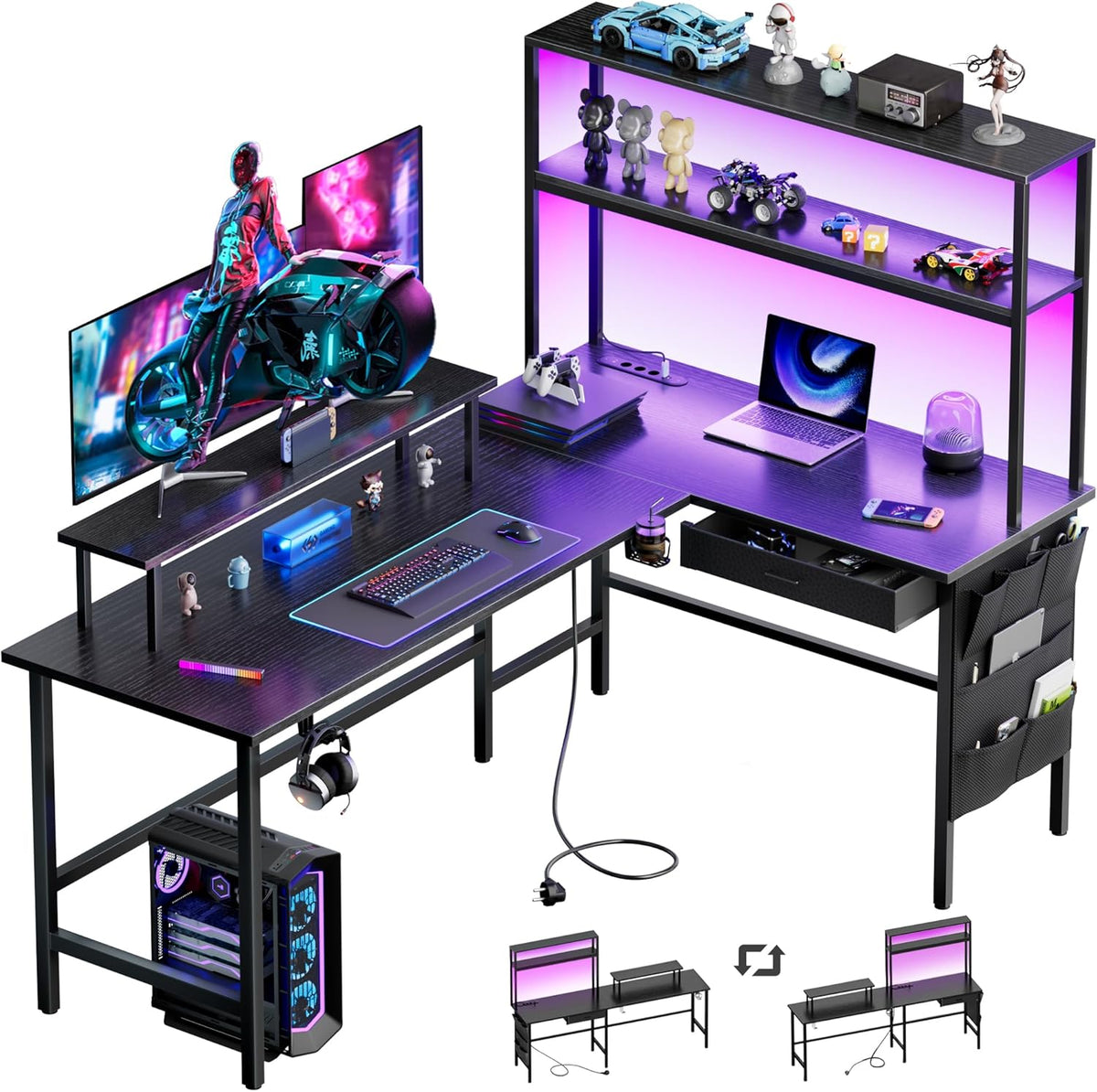 Gaming bureau - Gaming desk - Gaming tafel - 170x100 cm - Zwart