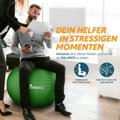 Fitness bal - Yoga bal - Pilates bal - Zwangerschapsbal - 65cm - Groen