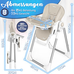 Kinderstoel - Babystoel - Verstelbaar - 0-36 maanden - Beige - KIDUKU