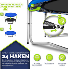Trampoline beschermhoes - Afdekhoes - 427 cm - Blauw - KIDUKU