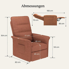 FLEXISPOT Elektrische relaxstoel X1, televisiestoel met ligfunctie, met verstelbare rugleuning, verstelbare tv-stoel, 105° -155° verstelbare rugleuning, kaki