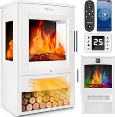Sfeerhaard elektrisch - Elektrische haard - Met verwarming - 1800W - Wit - TRESKO