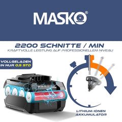 MASKO® Accu Heggenschaar - 57cm snijlengte - Grijs