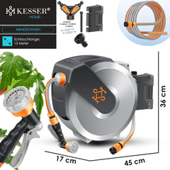 Wandslangenbox - Tuinslanghaspel - Tuinslang met haspel - 15 meter - Grijs