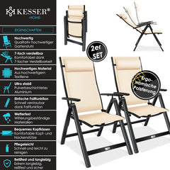 Tuinstoelen verstelbaar - Ligstoel - Set van 2 - Beige - KESSER®