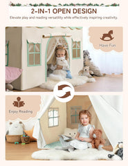 besrey 2-in-1 kindertent voor binnen, speelhuis voor kinderen, groen | Grote speeltent, 130 x 90 x 130 cm, gezellige plek om zich terug te trekken, kinderbedtent, kinderkamercadeau