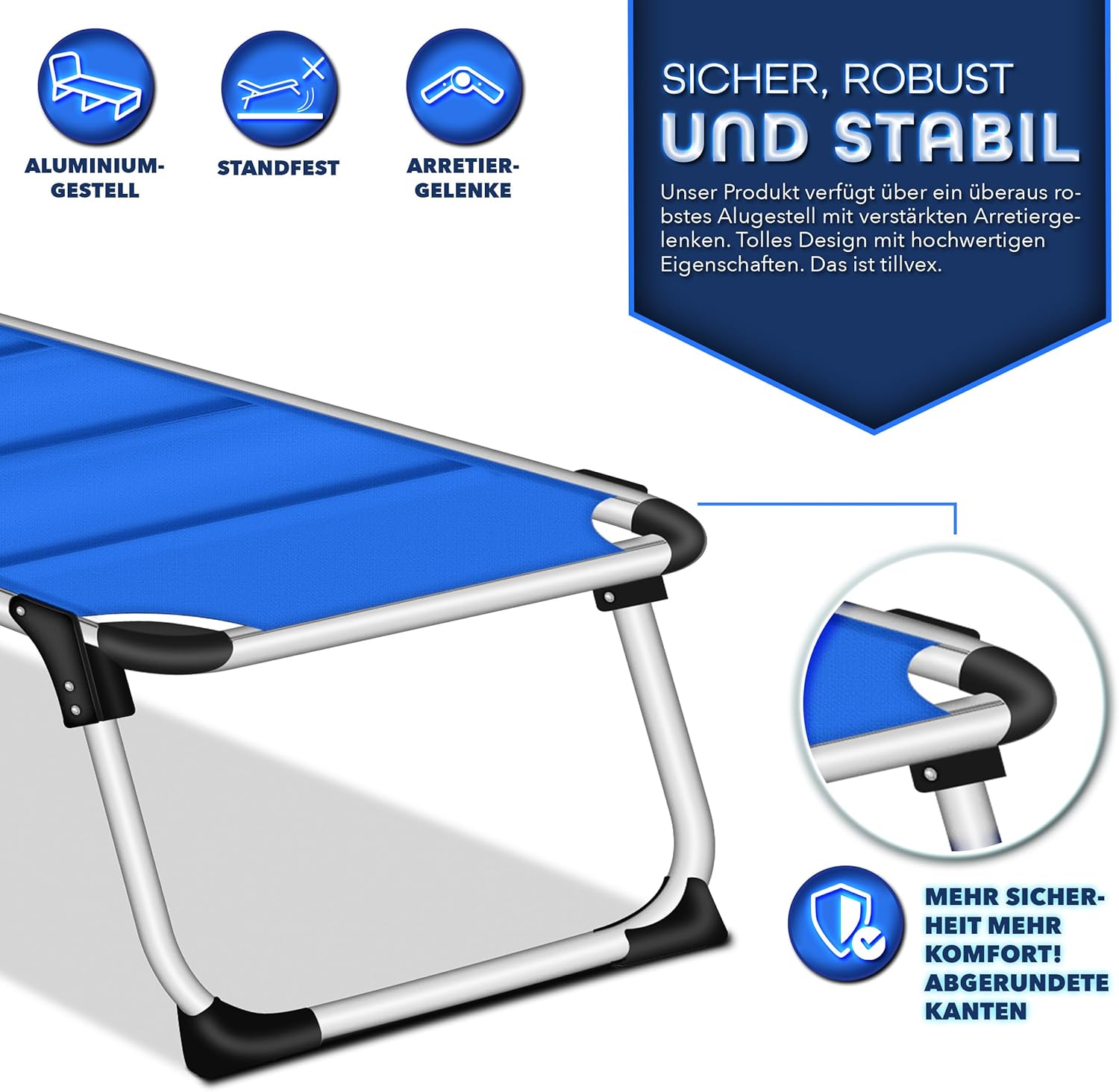 Ligbed - Ligstoel - Zonnebed - Opvouwbaar - Blauw - Tillvex®