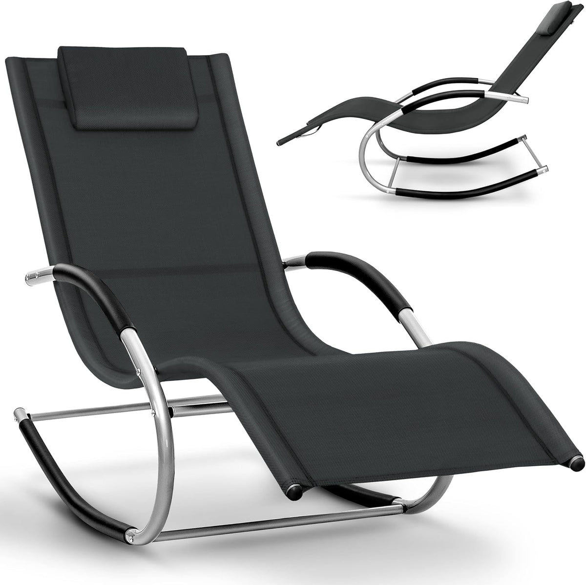 Ligbed - Ligstoel - Zonnebed - Relaxstoel - Antraciet - Tillvex ®