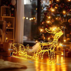Kerstverlichting voor buiten en binnen, rendier met slee, kerstdecoratie voor buiten, 2700 K, 600 lm, kerstverlichting, 12 W rendier, kerstdecoraties (warm wit, IP44), 2 stuks