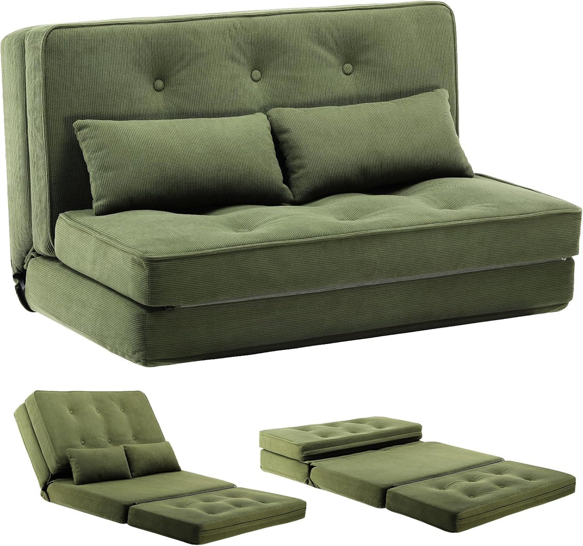 Slaapbank 2 persoons - Logeerbed - Bedbank - 90x210 cm - Groen - COMHOMA