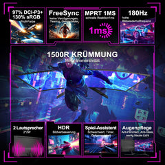 Gaming Monitor - Beeldscherm computer - 24 inch - Curved - 180Hz - FHD - Minifire