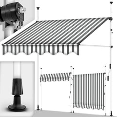 Klemluifel - Balkon luifel - Verticale luifel - 150 cm - Grijs / Wit - Tillvex®