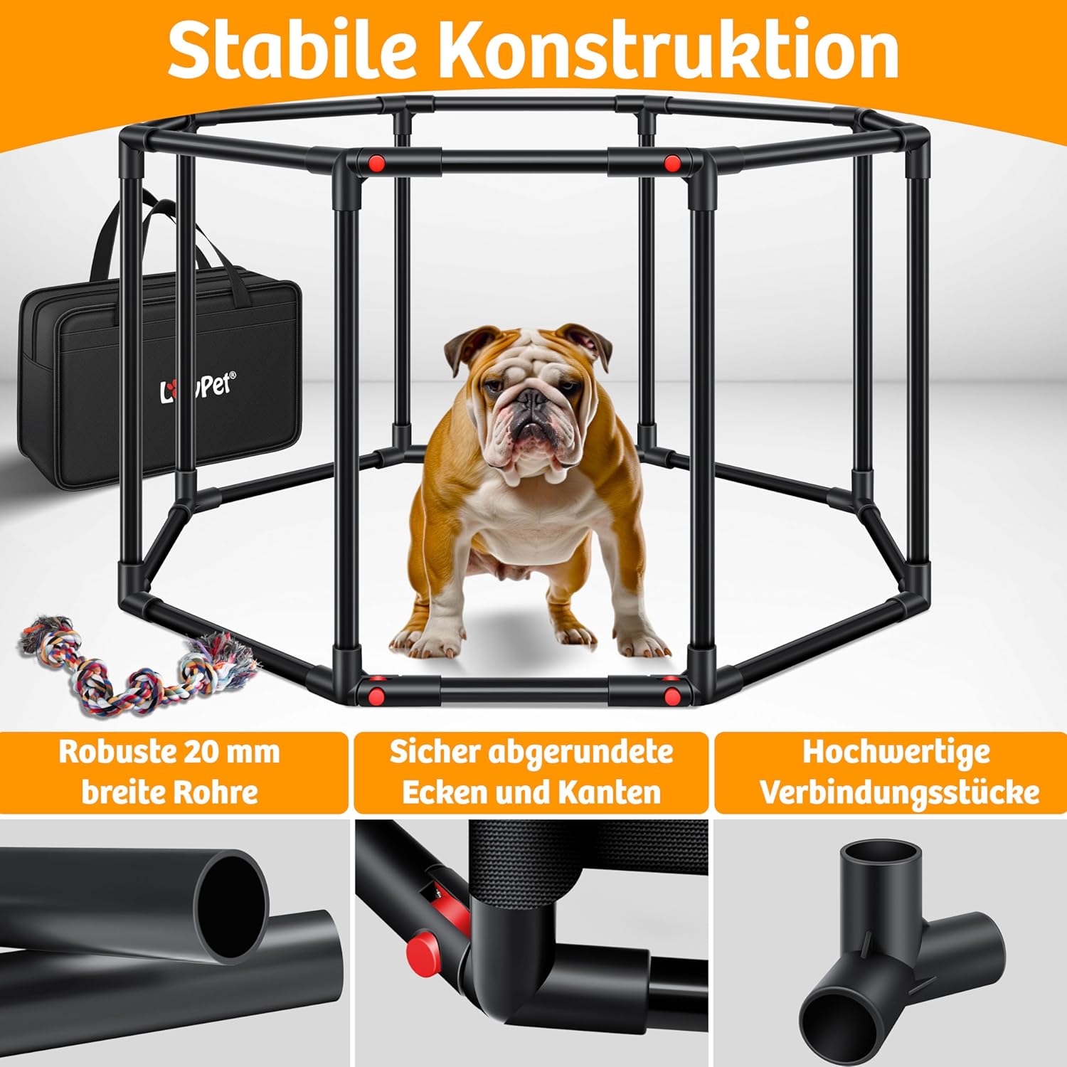 LOVPET® Puppyren - Hondenren - 72x72x43cm - Antraciet