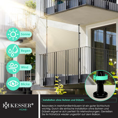 KESSER® Klemluifel - Balkonluifel - Zonwering - 200x310 cm - Beige