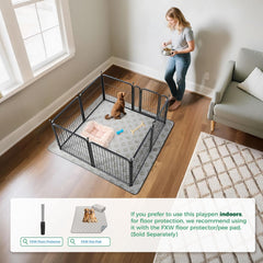 FXW Rollick Unleashed hondenren voor binnen, in de tuin, op de camping, 61 cm (24 inch) met 8 panelen voor kleine honden en puppy's, zwart