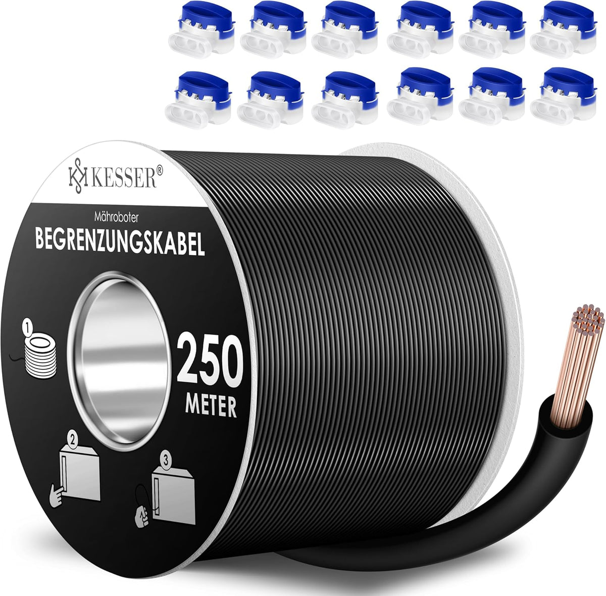 KESSER® Begrenzingskabel - 250 meter - Zwart
